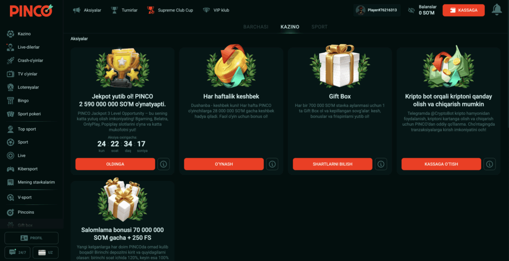 pinco bonus